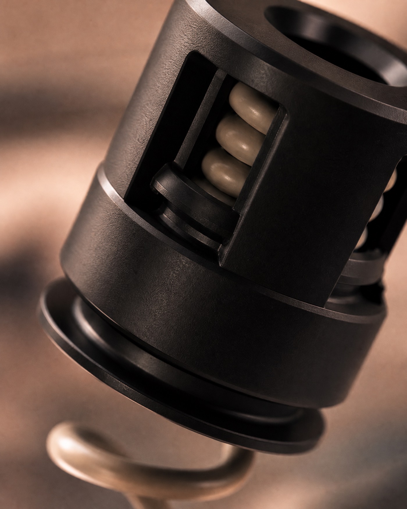 Close detail of the electrode housing and spring windows